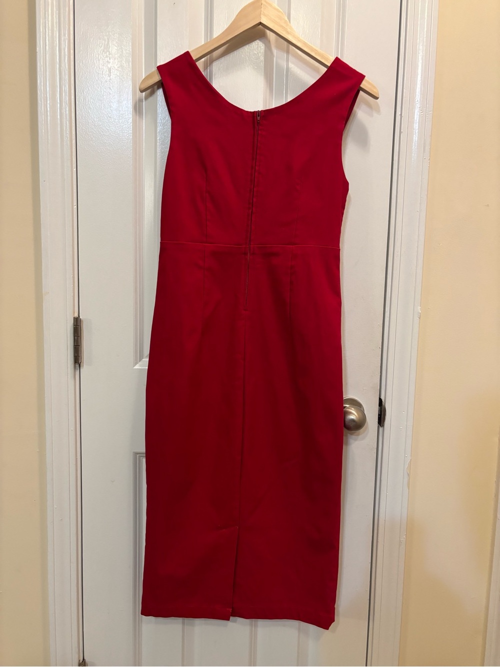 Rock Steady Deep Red Wiggle Cocktail Dress XL Pinup Retro Party Midi - Picture 7 of 10